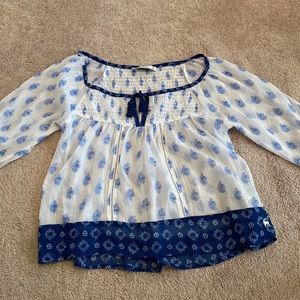 Blue and White Blouse